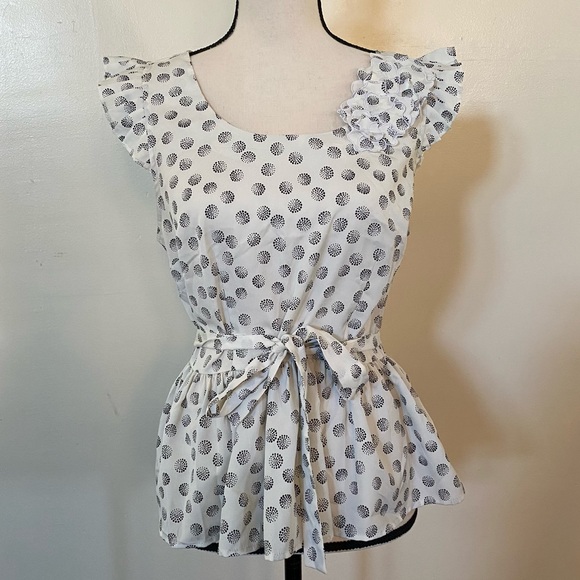 Elle Tops - Elle Cap-Sleeve Ruffled Blouse